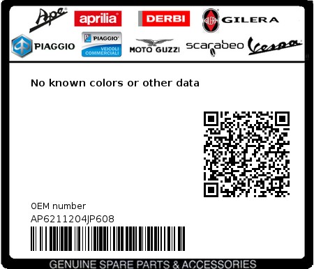 Product image: Aprilia - AP6211204JP608 - No known colors or other data  0