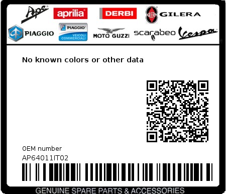 Product image: Aprilia - AP64011IT02 - No known colors or other data 