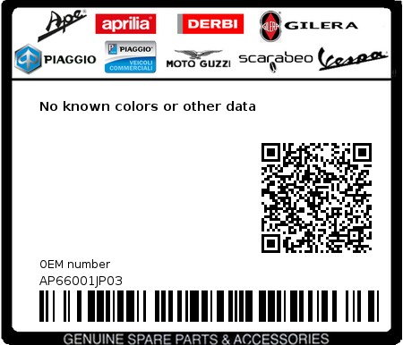 Product image: Aprilia - AP66001JP03 - No known colors or other data 