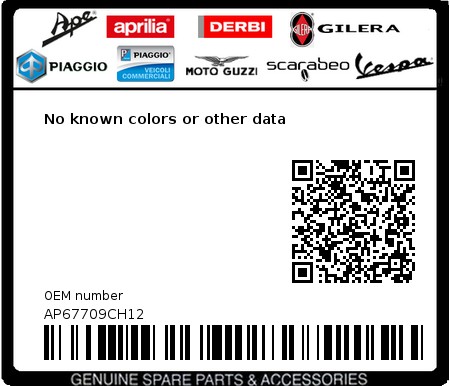 Product image: Aprilia - AP67709CH12 - No known colors or other data 