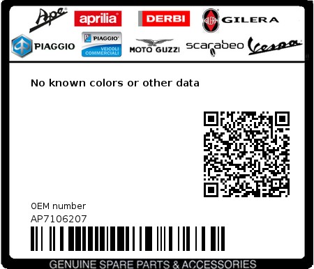 Product image: Aprilia - AP7106207 - No known colors or other data  0