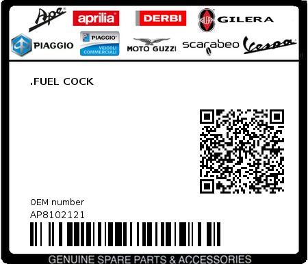 Product image: Aprilia - AP8102121 - .FUEL COCK 