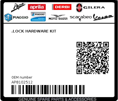 Product image: Aprilia - AP8102512 - .LOCK HARDWARE KIT 