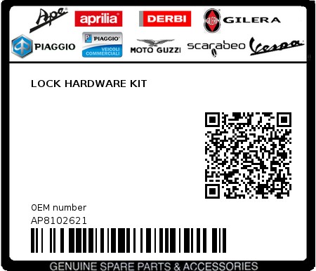 Product image: Aprilia - AP8102621 - LOCK HARDWARE KIT 