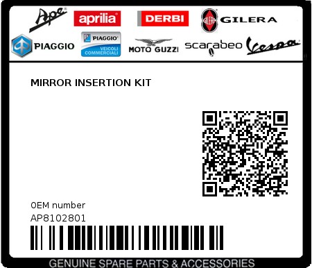 Product image: Aprilia - AP8102801 - MIRROR INSERTION KIT  0