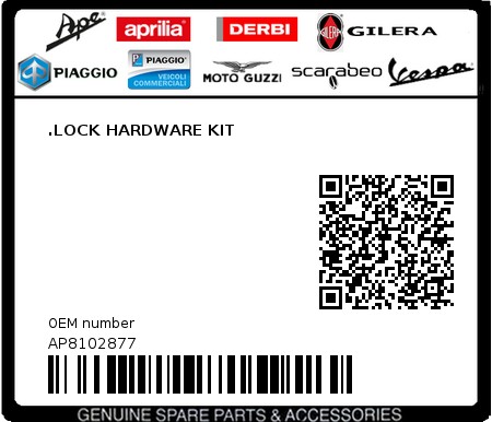 Product image: Aprilia - AP8102877 - .LOCK HARDWARE KIT  0