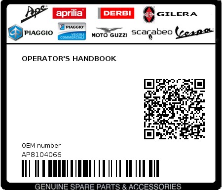 Product image: Aprilia - AP8104066 - OPERATOR'S HANDBOOK 