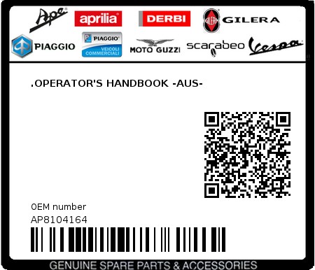 Product image: Aprilia - AP8104164 - .OPERATOR'S HANDBOOK -AUS- 