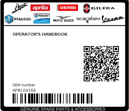 Product image: Aprilia - AP8104166 - OPERATOR'S HANDBOOK 