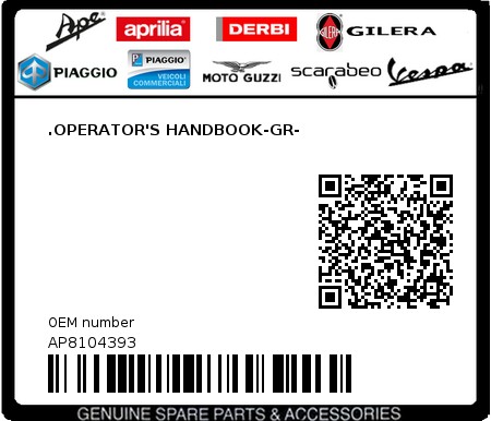 Product image: Aprilia - AP8104393 - .OPERATOR'S HANDBOOK-GR- 