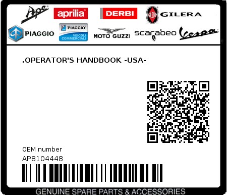 Product image: Aprilia - AP8104448 - .OPERATOR'S HANDBOOK -USA- 