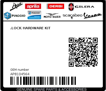 Product image: Aprilia - AP8104564 - .LOCK HARDWARE KIT 