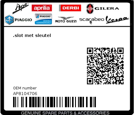 Product image: Aprilia - AP8104706 - .slot met sleutel  0