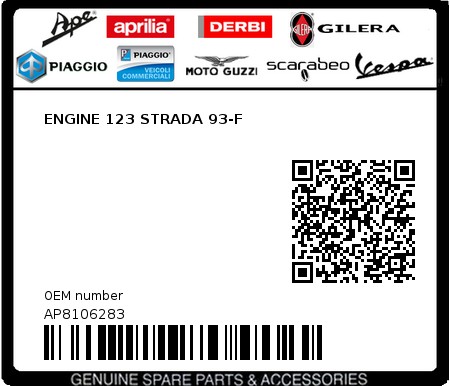 Product image: Aprilia - AP8106283 - ENGINE 123 STRADA 93-F  0