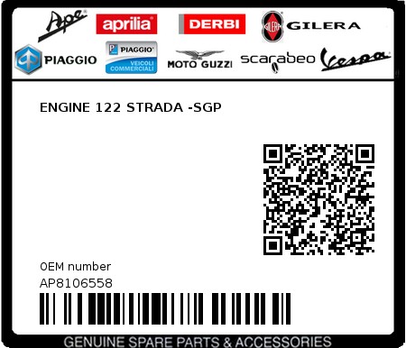 Product image: Aprilia - AP8106558 - ENGINE 122 STRADA -SGP 