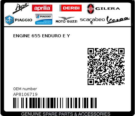 Product image: Aprilia - AP8106719 - ENGINE 655 ENDURO E Y  0