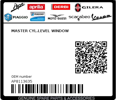 Product image: Aprilia - AP8113635 - MASTER CYL.LEVEL WINDOW 