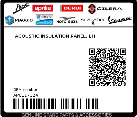 Product image: Aprilia - AP8117124 - .ACOUSTIC INSULATION PANEL, LH 