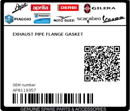 Product image: Aprilia - AP8119357 - EXHAUST PIPE FLANGE GASKET  0
