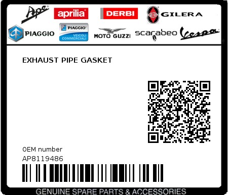 Product image: Aprilia - AP8119486 - EXHAUST PIPE GASKET  0