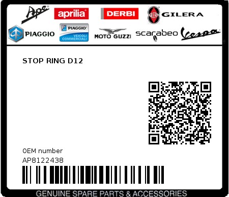 Product image: Aprilia - AP8122438 - STOP RING D12 