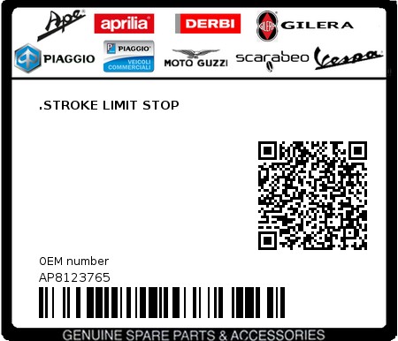 Product image: Aprilia - AP8123765 - .STROKE LIMIT STOP 