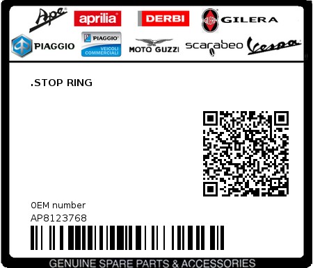 Product image: Aprilia - AP8123768 - .STOP RING 