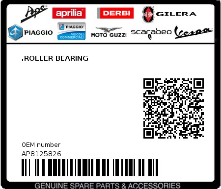 Product image: Aprilia - AP8125826 - .ROLLER BEARING 