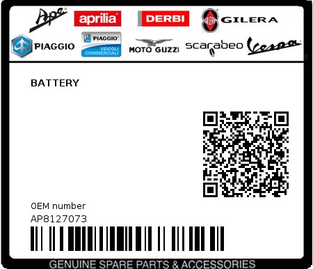 Product image: Aprilia - AP8127073 - BATTERY 