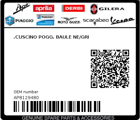 Product image: Aprilia - AP8129480 - .CUSCINO POGG. BAULE NE/GRI  0