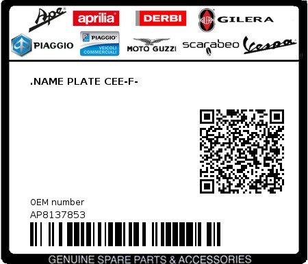 Product image: Aprilia - AP8137853 - .NAME PLATE CEE-F-  0