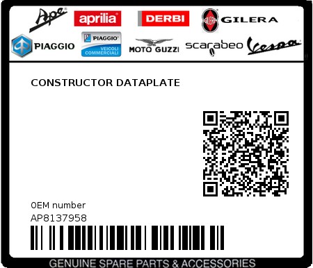 Product image: Aprilia - AP8137958 - CONSTRUCTOR DATAPLATE  0