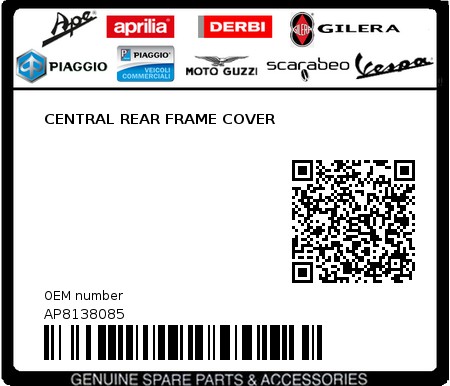 Product image: Aprilia - AP8138085 - CENTRAL REAR FRAME COVER  0