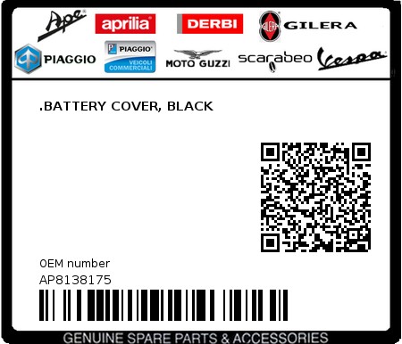 Product image: Aprilia - AP8138175 - .BATTERY COVER, BLACK 