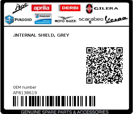 Product image: Aprilia - AP8138619 - .INTERNAL SHIELD, GREY 