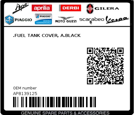 Product image: Aprilia - AP8139125 - .FUEL TANK COVER, A.BLACK  0