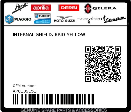 Product image: Aprilia - AP8139151 - INTERNAL SHIELD, BRIO YELLOW 