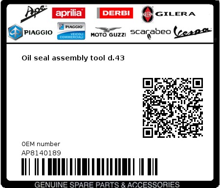 Product image: Aprilia - AP8140189 - Oil seal assembly tool d.43 