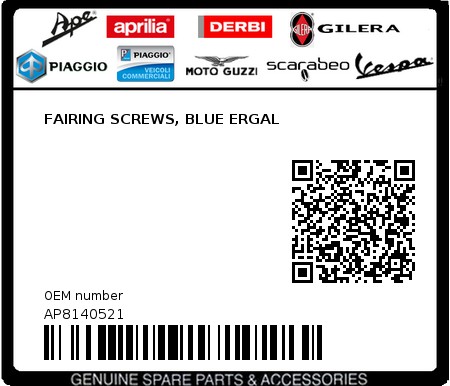 Product image: Aprilia - AP8140521 - FAIRING SCREWS, BLUE ERGAL  0