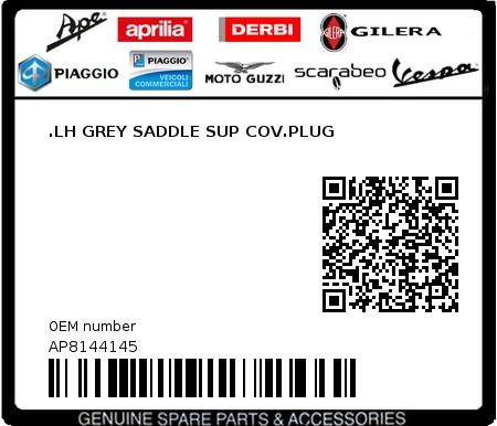Product image: Aprilia - AP8144145 - .LH GREY SADDLE SUP COV.PLUG  0