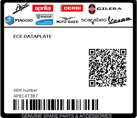 Product image: Aprilia - AP8147387 - ECE DATAPLATE  0