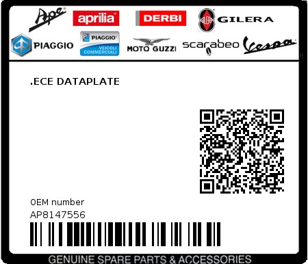 Product image: Aprilia - AP8147556 - .ECE DATAPLATE  0