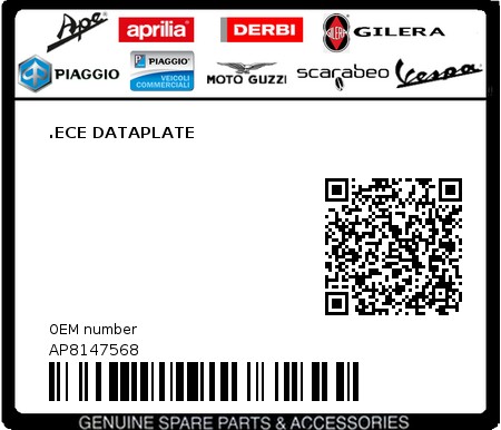 Product image: Aprilia - AP8147568 - .ECE DATAPLATE 