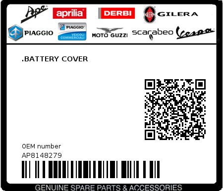 Product image: Aprilia - AP8148279 - .BATTERY COVER 