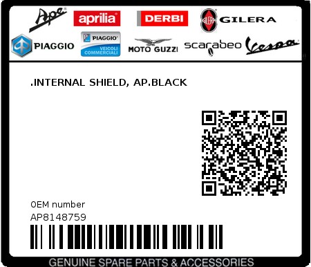 Product image: Aprilia - AP8148759 - .INTERNAL SHIELD, AP.BLACK 