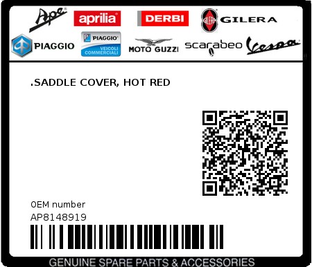 Product image: Aprilia - AP8148919 - .SADDLE COVER, HOT RED 