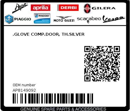 Product image: Aprilia - AP8149092 - .GLOVE COMP.DOOR, TH.SILVER 