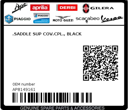 Product image: Aprilia - AP8149161 - .SADDLE SUP COV.CPL., BLACK 