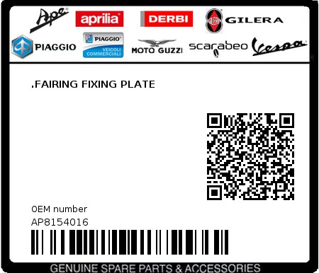 Product image: Aprilia - AP8154016 - .FAIRING FIXING PLATE  0