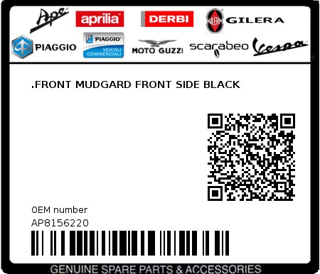 Product image: Aprilia - AP8156220 - .FRONT MUDGARD FRONT SIDE BLACK 